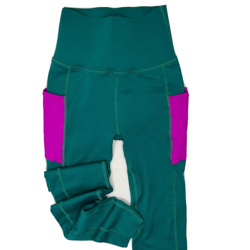 Fabletics Sculptknit Leggings Womens XS Seamless High Rise Pocket Athletic Green